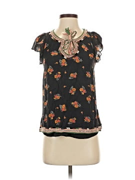 Central Park West Short Sleeve Silk Top