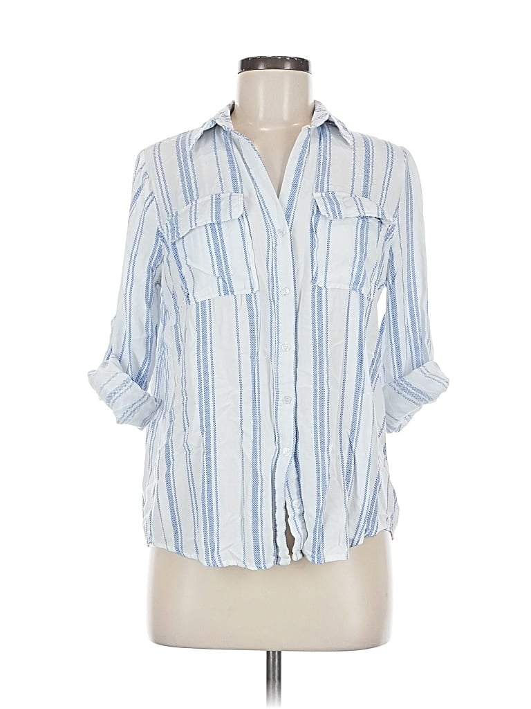 Pre-owned Milk & Honey 3/4 Sleeve Button Down Shirt In Blue