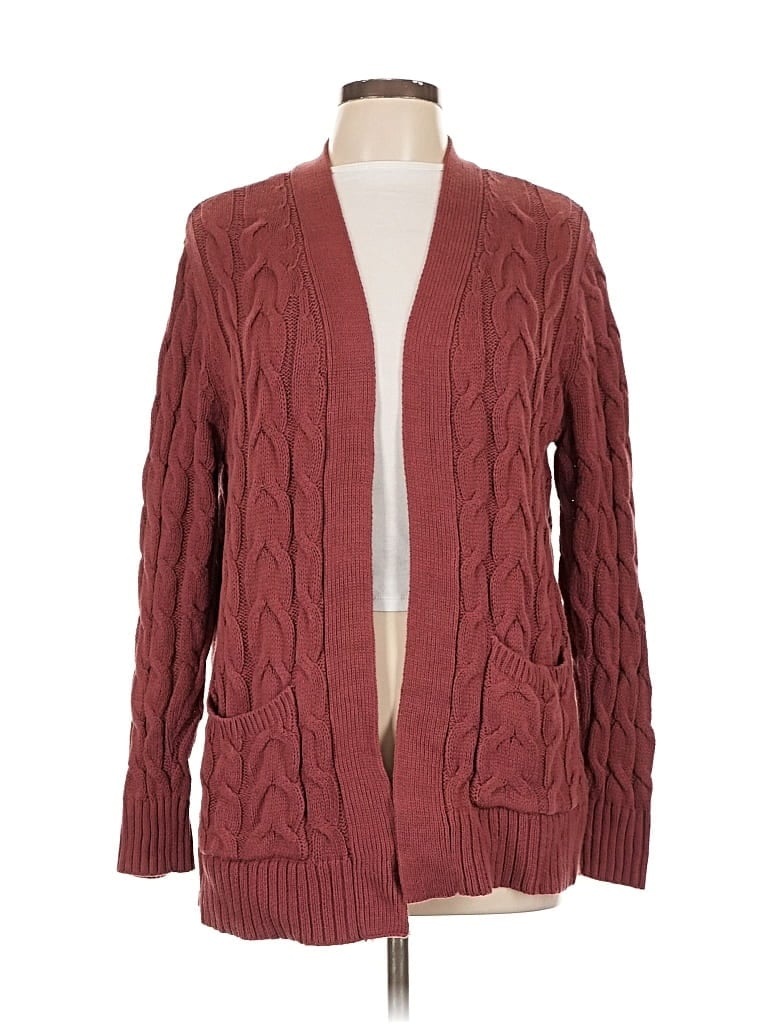 Pre-owned St. John's Bay Cardigan Sweater In Burgundy