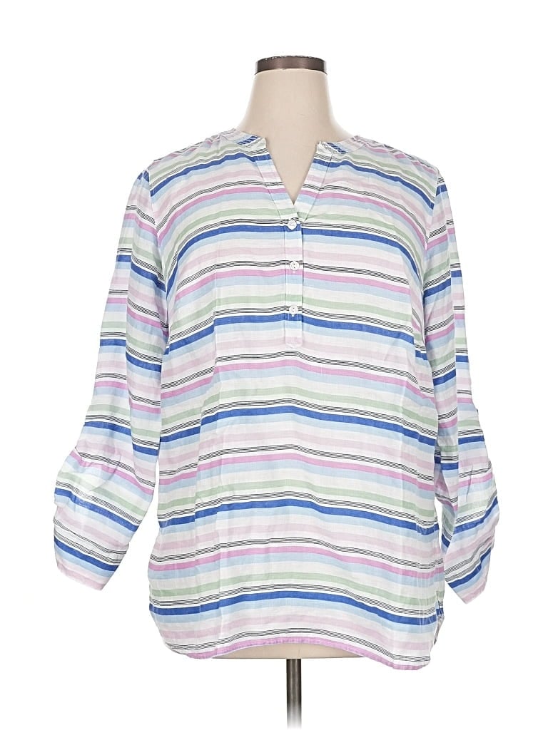 Pre-owned Talbots 3/4 Sleeve Blouse In White