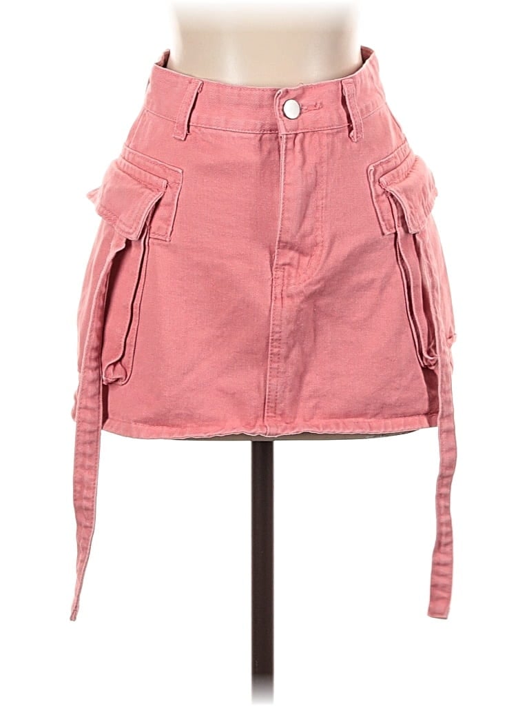 Pre-owned Unbranded Denim Skirt In Pink