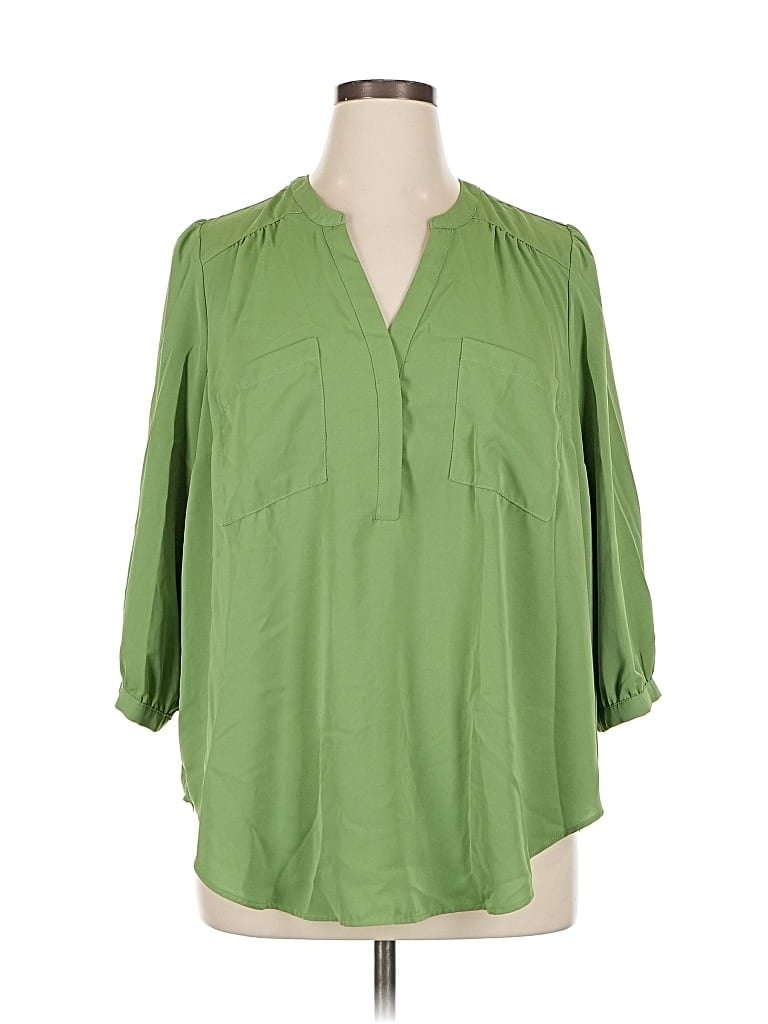 Pre-owned Torrid 3/4 Sleeve Blouse In Green