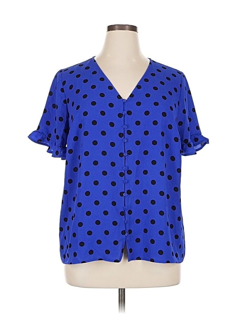 Pre-owned Cece Short Sleeve Blouse In Blue