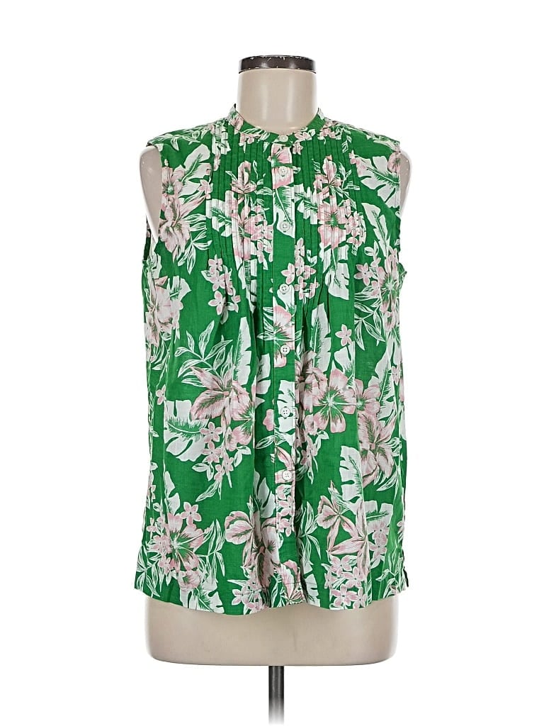 Pre-owned Lands' End Sleeveless Blouse In Green