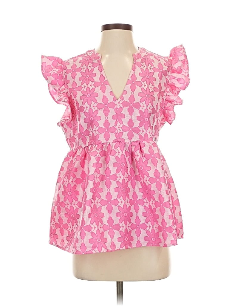 Pre-owned Entro Short Sleeve Blouse In Pink