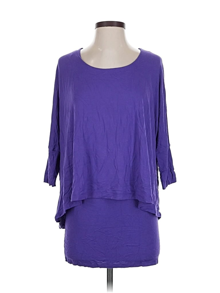 Pre-owned Isle By Melis Kozan 3/4 Sleeve Top Purple Boatneck Tops