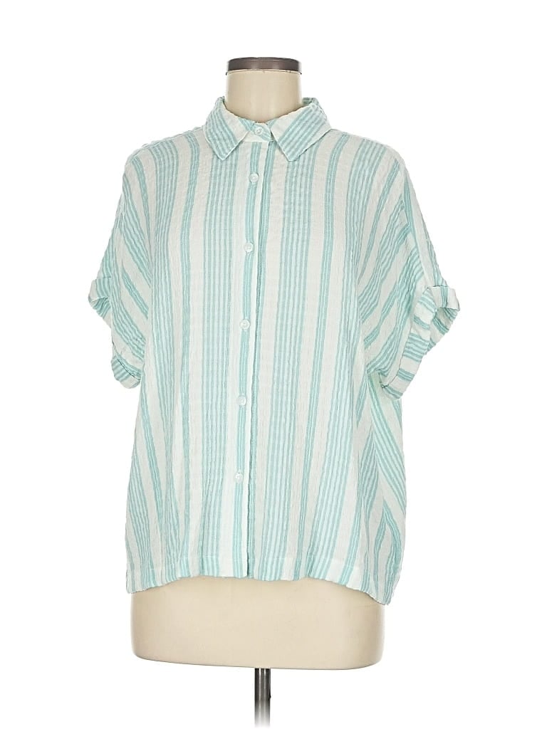 Pre-owned Jane And Delancey Short Sleeve Blouse In Blue