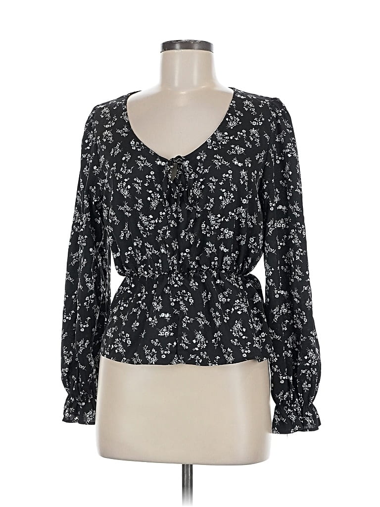 Pre-owned Jon & Anna Long Sleeve Blouse In Black