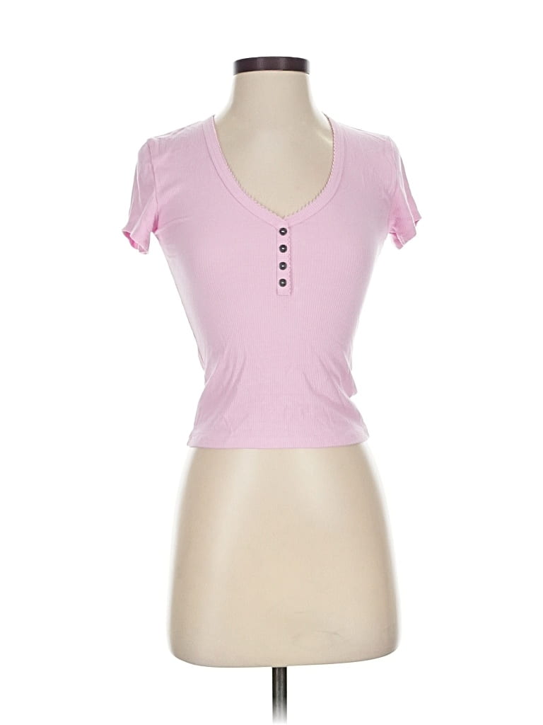 Pre-owned Assorted Brands Short Sleeve Henley Shirt In Pink