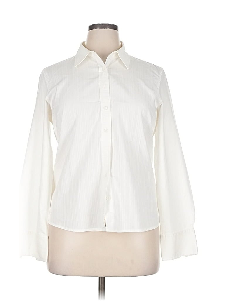 Pre-owned Izod Long Sleeve Blouse In White