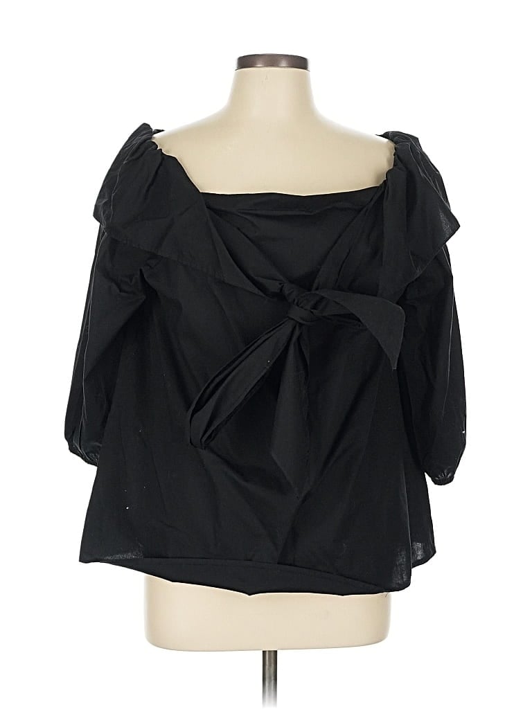 Pre-owned Pleione 3/4 Sleeve Blouse In Black