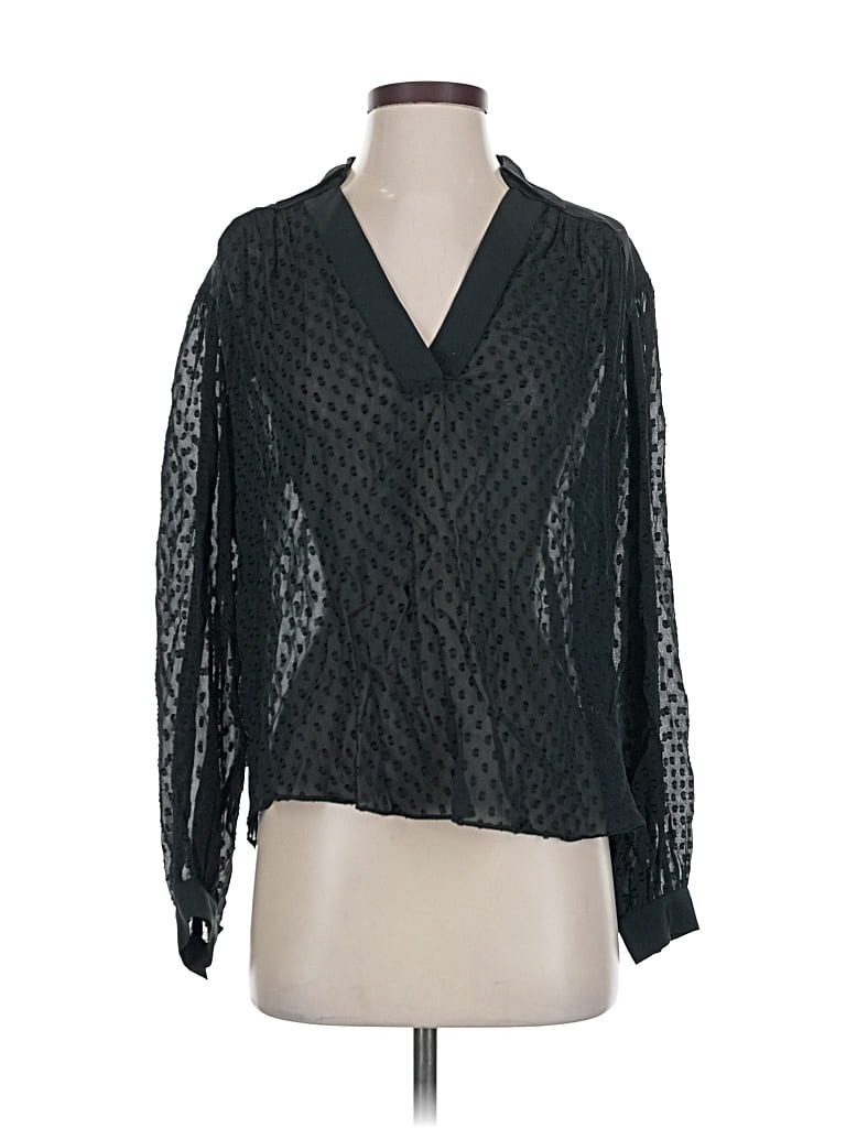 Pre-owned Madewell Long Sleeve Blouse In Black