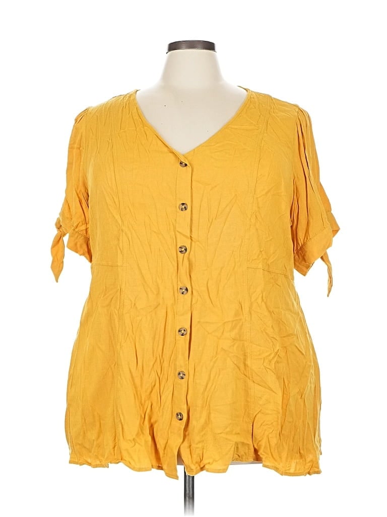 Pre-owned Torrid Short Sleeve Blouse In Yellow