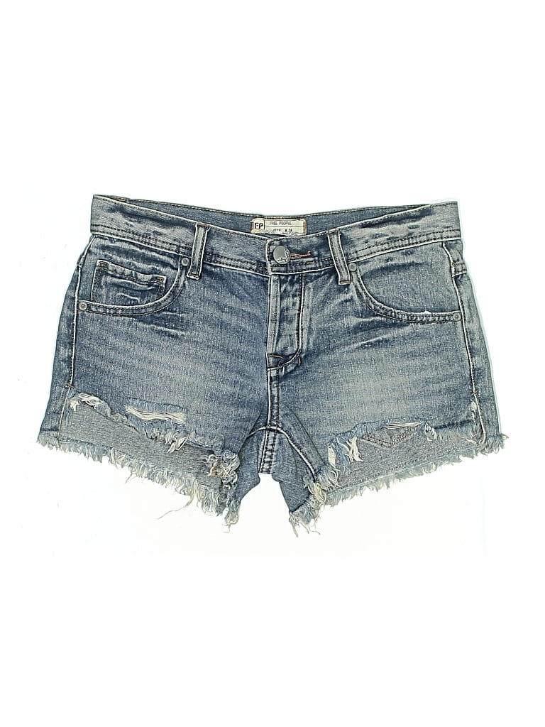 Pre-owned Free People Denim Shorts In Blue