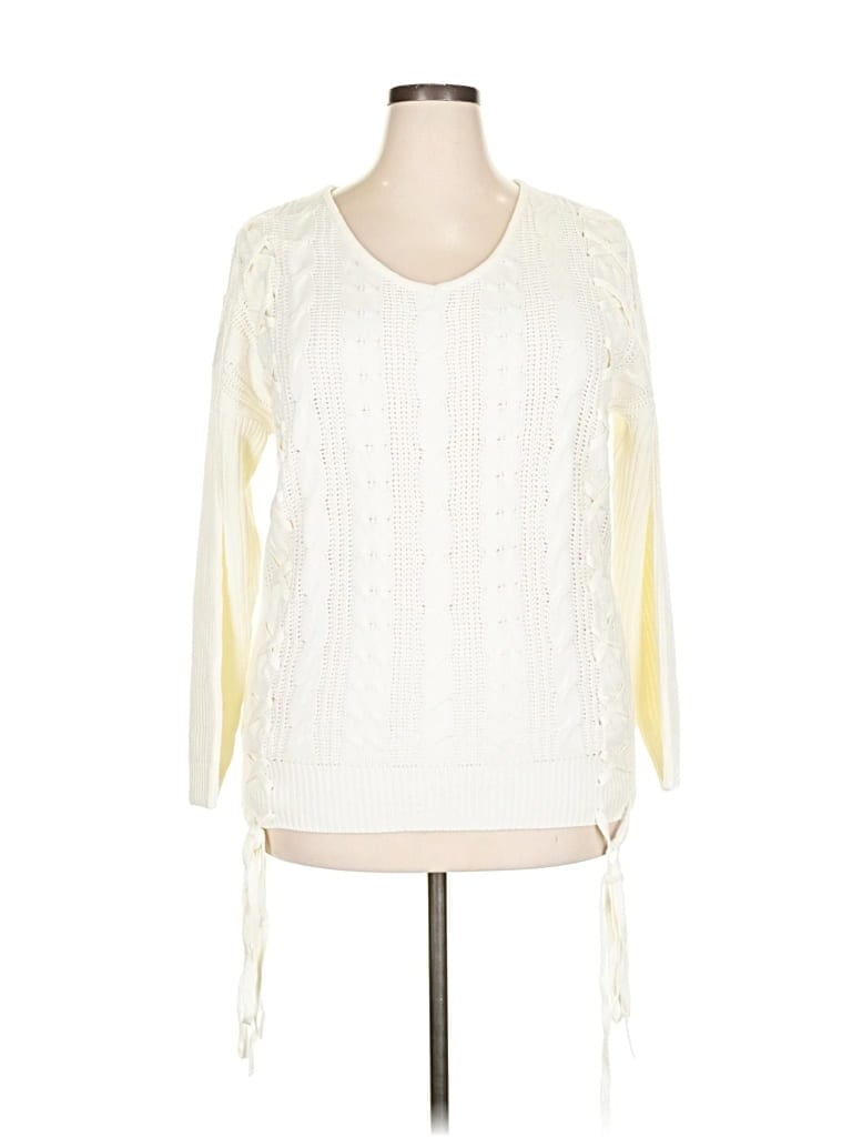 Pre-owned Unbranded Pullover Sweater In White