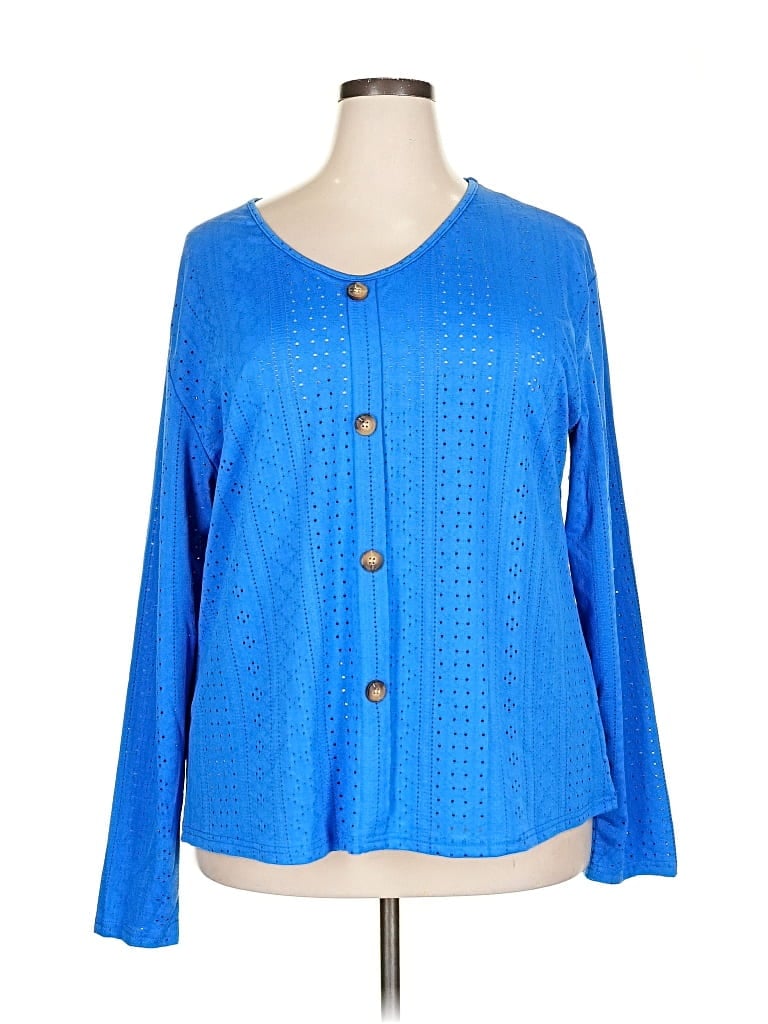Pre-owned Unbranded Long Sleeve Blouse In Blue