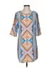 Pink Owl 100% Polyester Print Blue Casual Dress Size S - photo 1