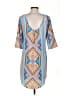 Pink Owl 100% Polyester Print Blue Casual Dress Size S - photo 2