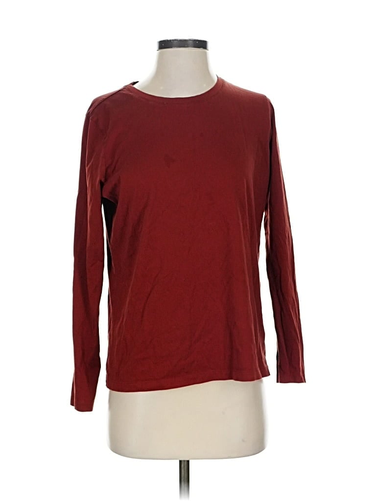 Pre-owned Lands' End 3/4 Sleeve T-shirt In Burgundy