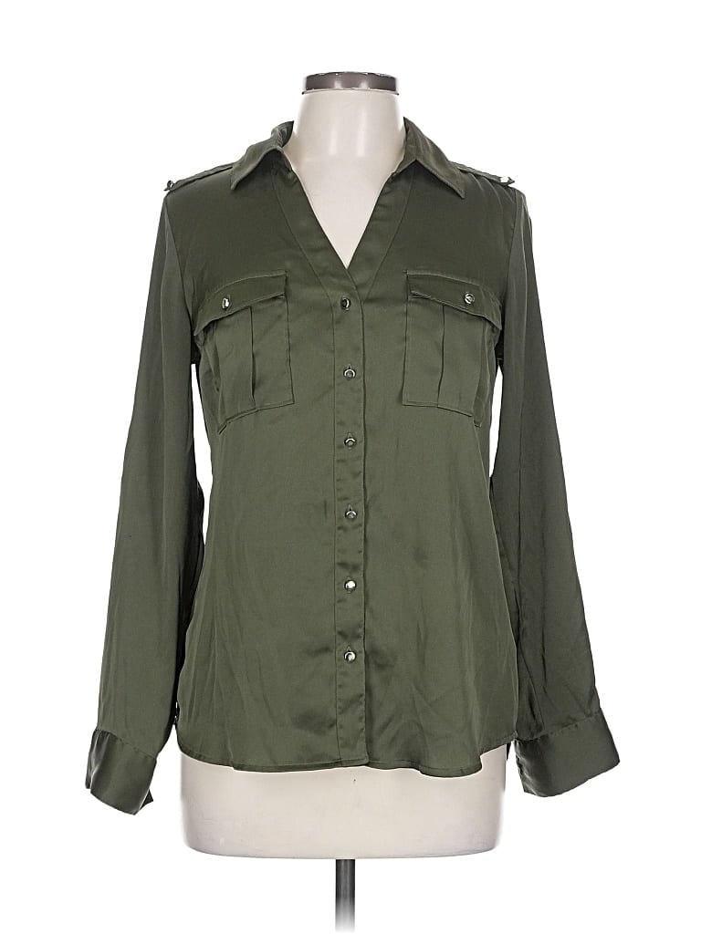 Pre-owned Express Long Sleeve Blouse In Green