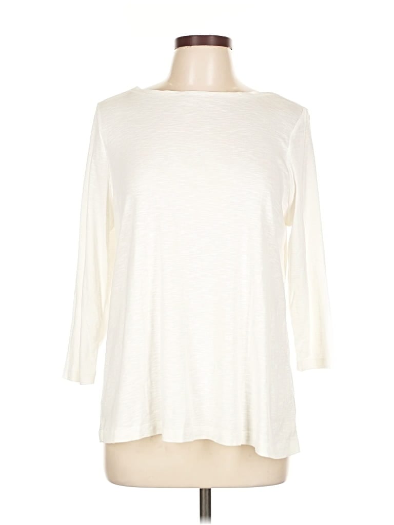 Pre-owned Jjill 3/4 Sleeve T-shirt In White