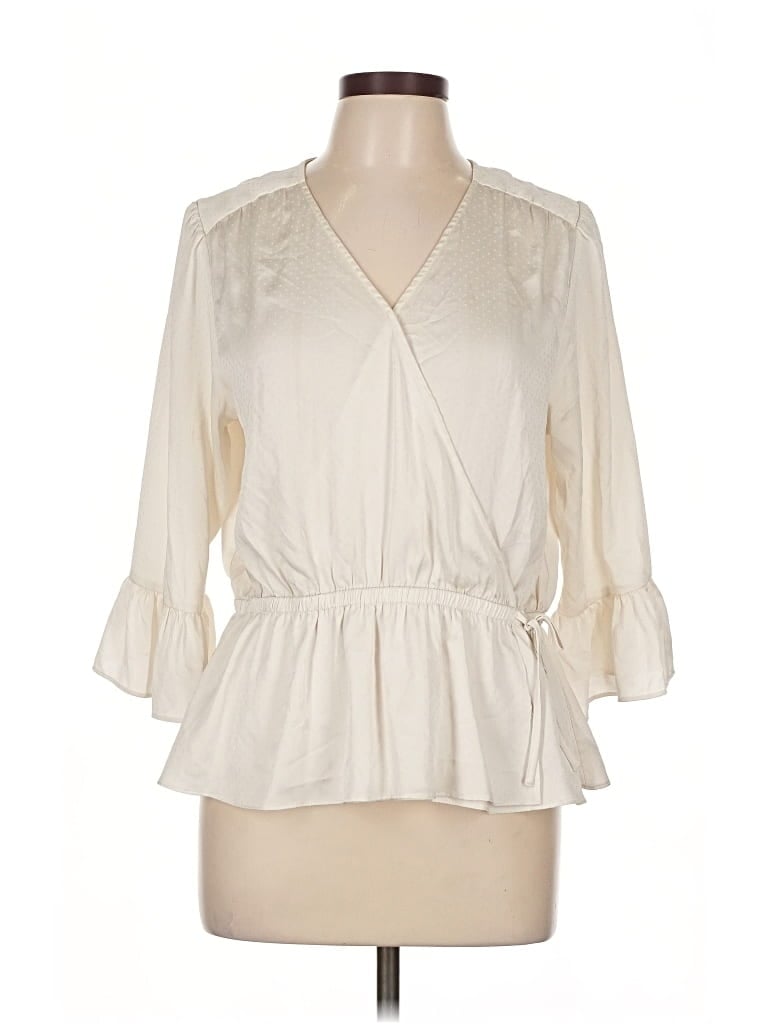 Pre-owned Ann Taylor Factory 3/4 Sleeve Blouse In White