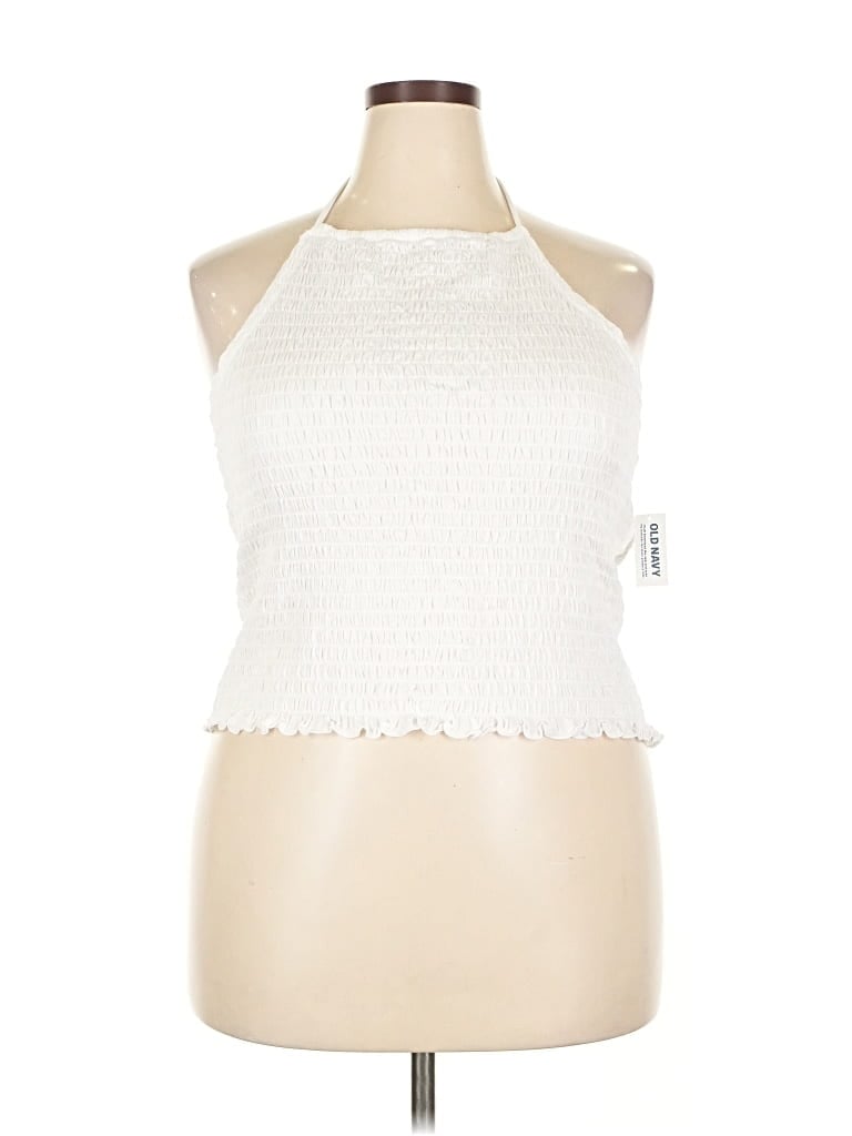 Old Navy Sleeveless Top Ivory Halter Neckline Tops In Neutral