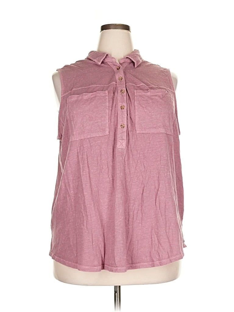 Pre-owned Sonoma Goods For Life Sleeveless Button Down Shirt In Pink