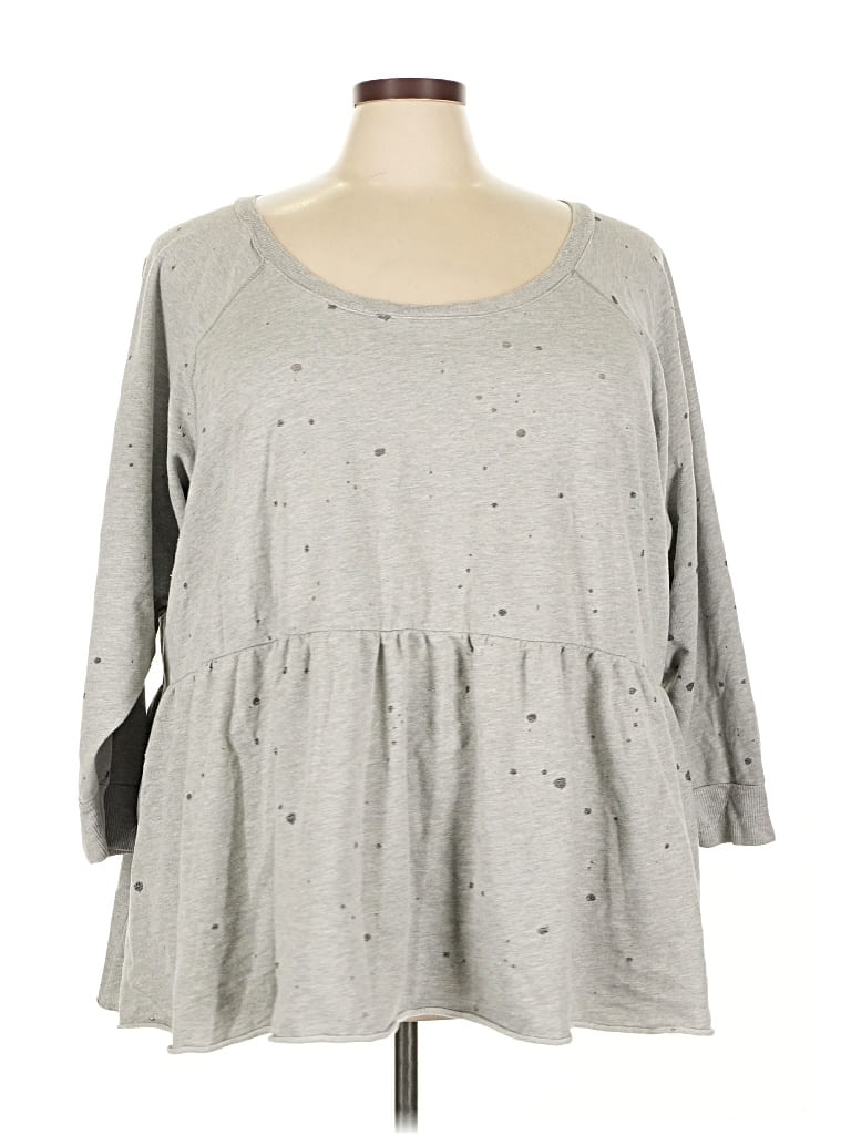 Pre-owned Torrid Long Sleeve Top Gray Crew Neck Tops