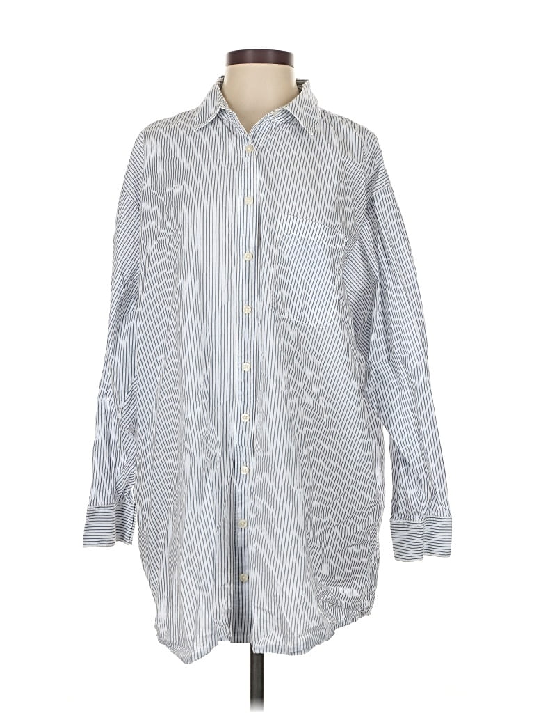 Pre-owned American Eagle Outfitters Long Sleeve Button Down Shirt In Silver