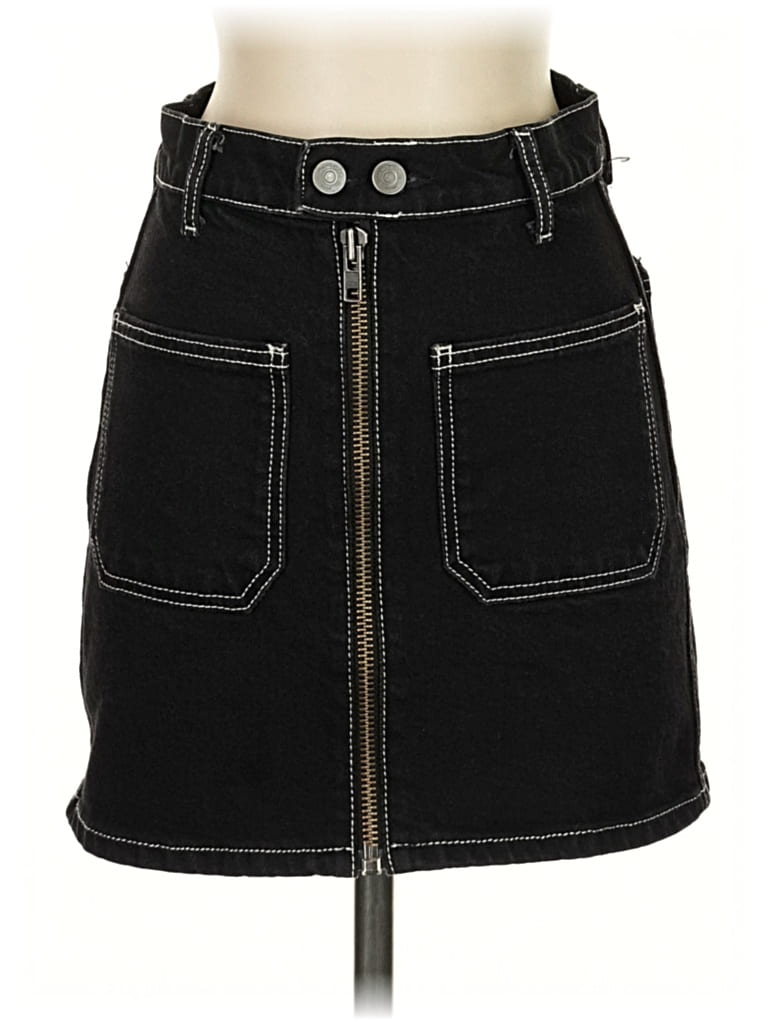 Pre-owned Reformation Jeans Denim Skirt In Black