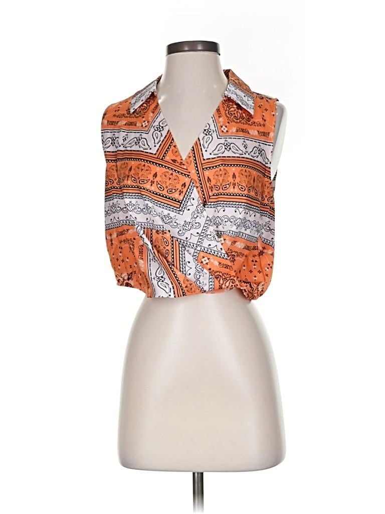 Pre-owned Rachel Zoe Tjx Sleeveless Blouse In Orange