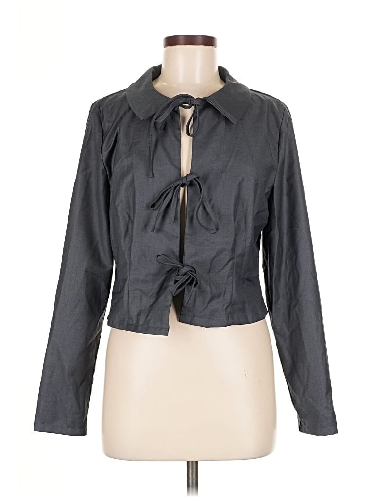 Pre-owned Lulus Long Sleeve Blouse In Gray