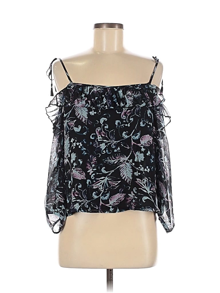 Pre-owned Ella Moss Sleeveless Silk Top Black Strapless Neckline Tops