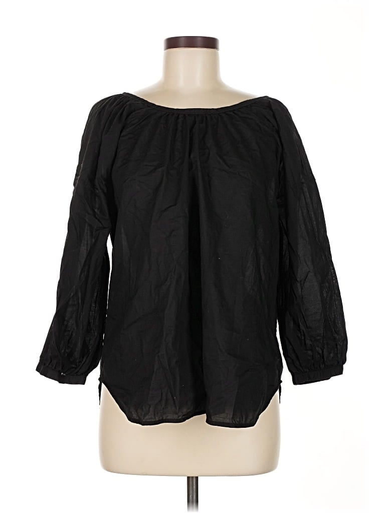 Pre-owned Everlane 3/4 Sleeve Blouse In Black