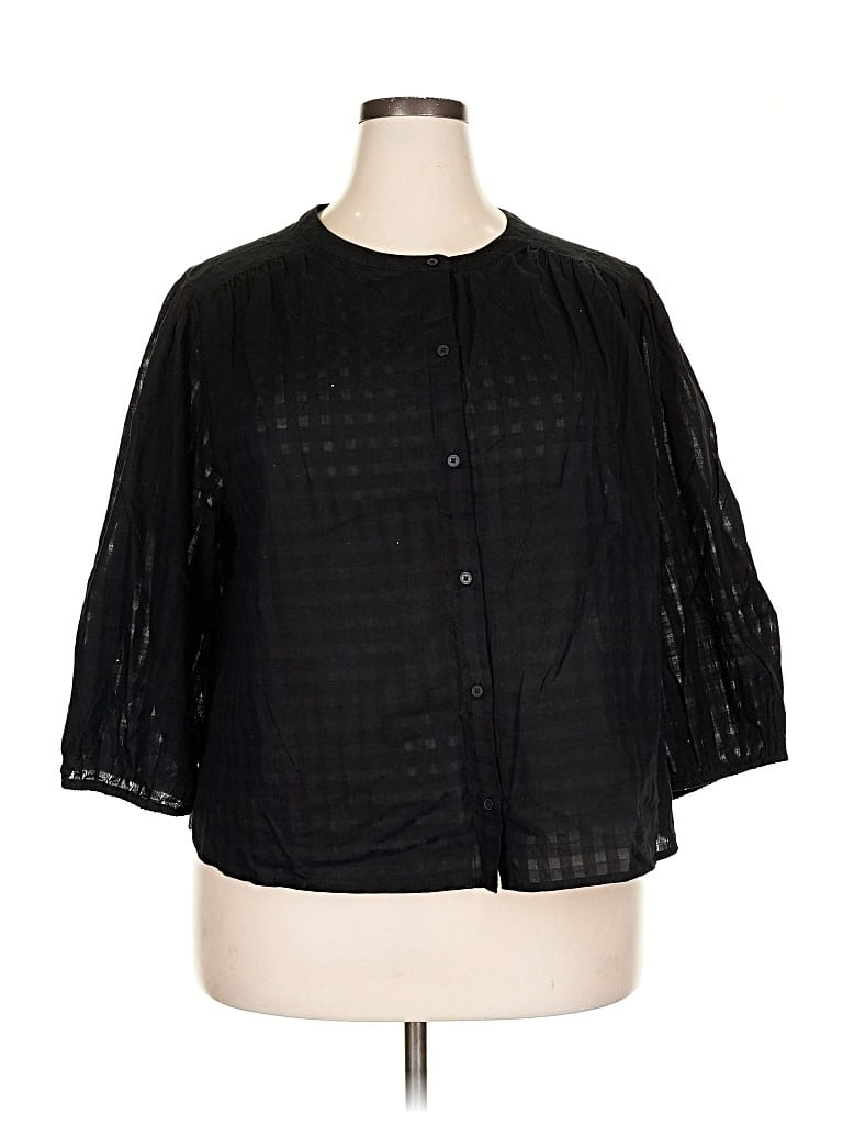 Pre-owned Old Navy 3/4 Sleeve Blouse In Black