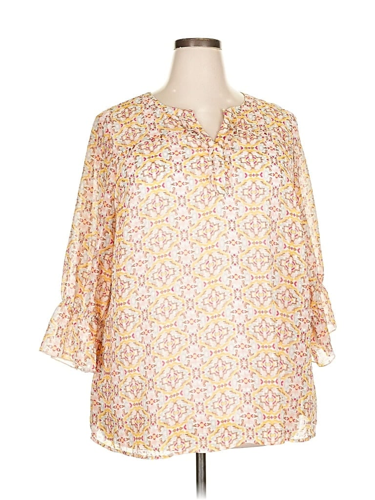 Pre-owned Cj Banks 3/4 Sleeve Blouse In Yellow