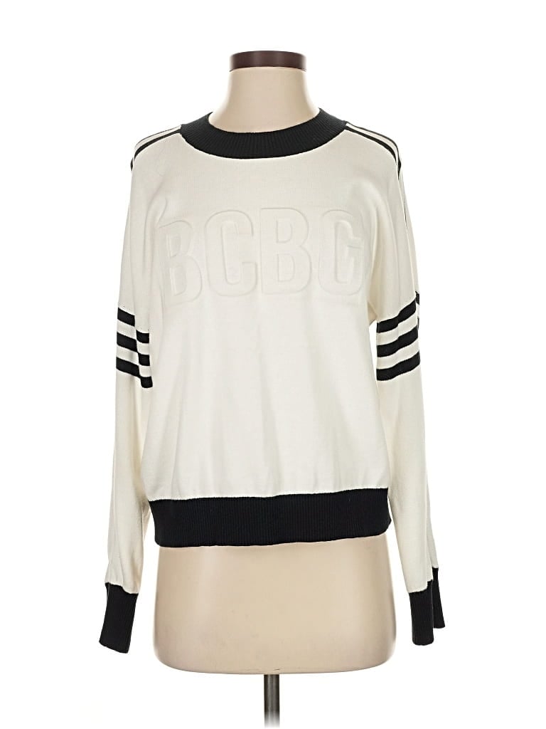 Pre-owned Bcbgmaxazria Pullover Sweater In White