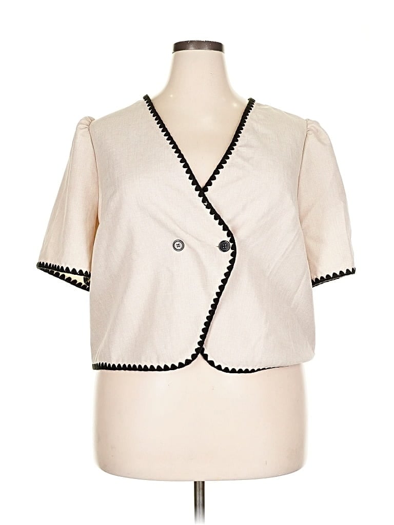 Pre-owned Shein Curve Short Sleeve Blouse In White
