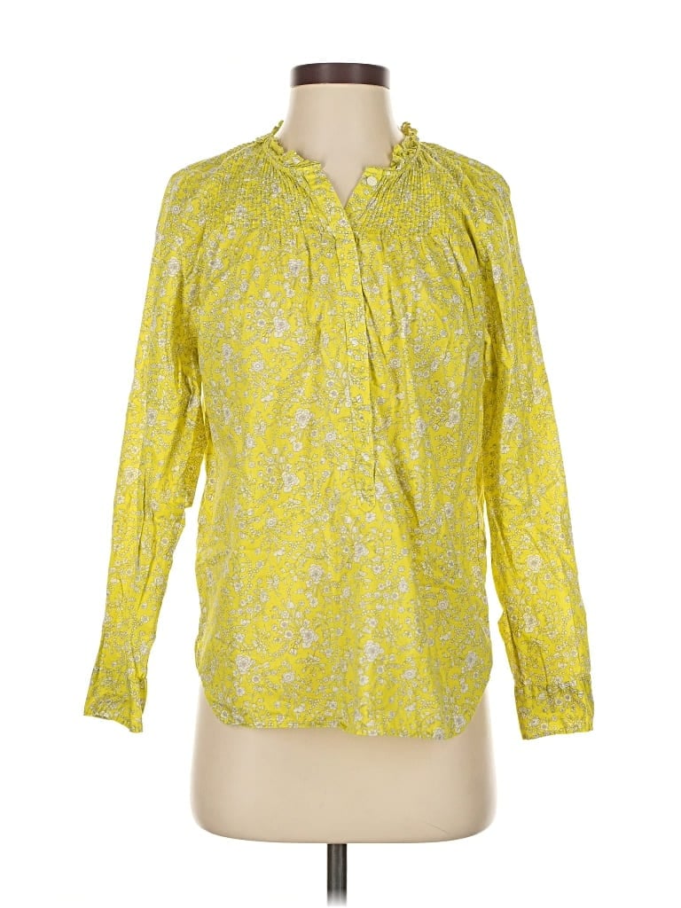 Pre-owned Liberty Art Fabrics For J.crew Long Sleeve Blouse In Yellow