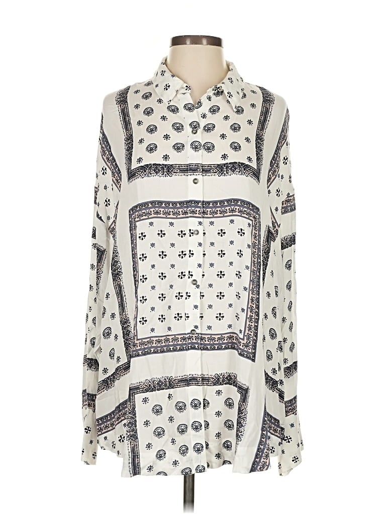 Pre-owned Free People Long Sleeve Blouse In White