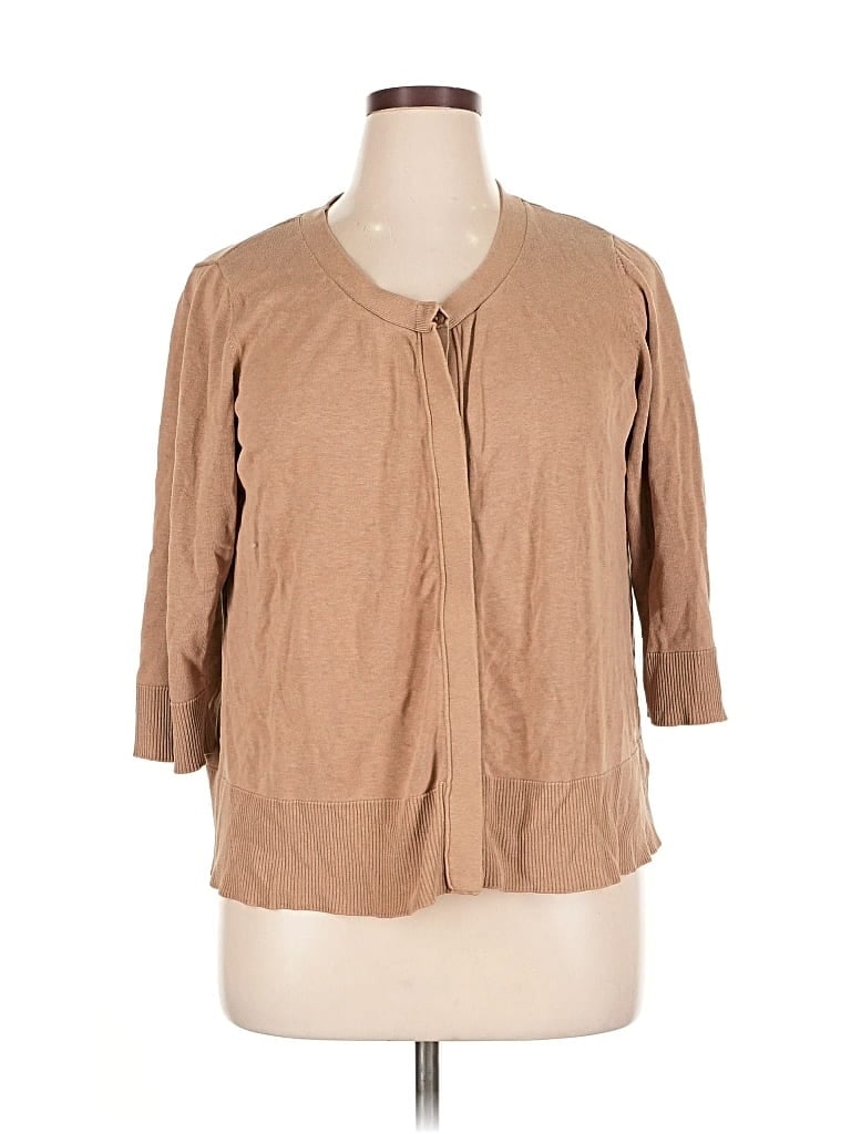 Pre-owned Coldwater Creek Silk Cardigan Sweater In Brown