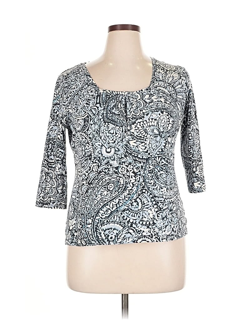 Pre-owned Liz Claiborne 3/4 Sleeve T-shirt In Blue