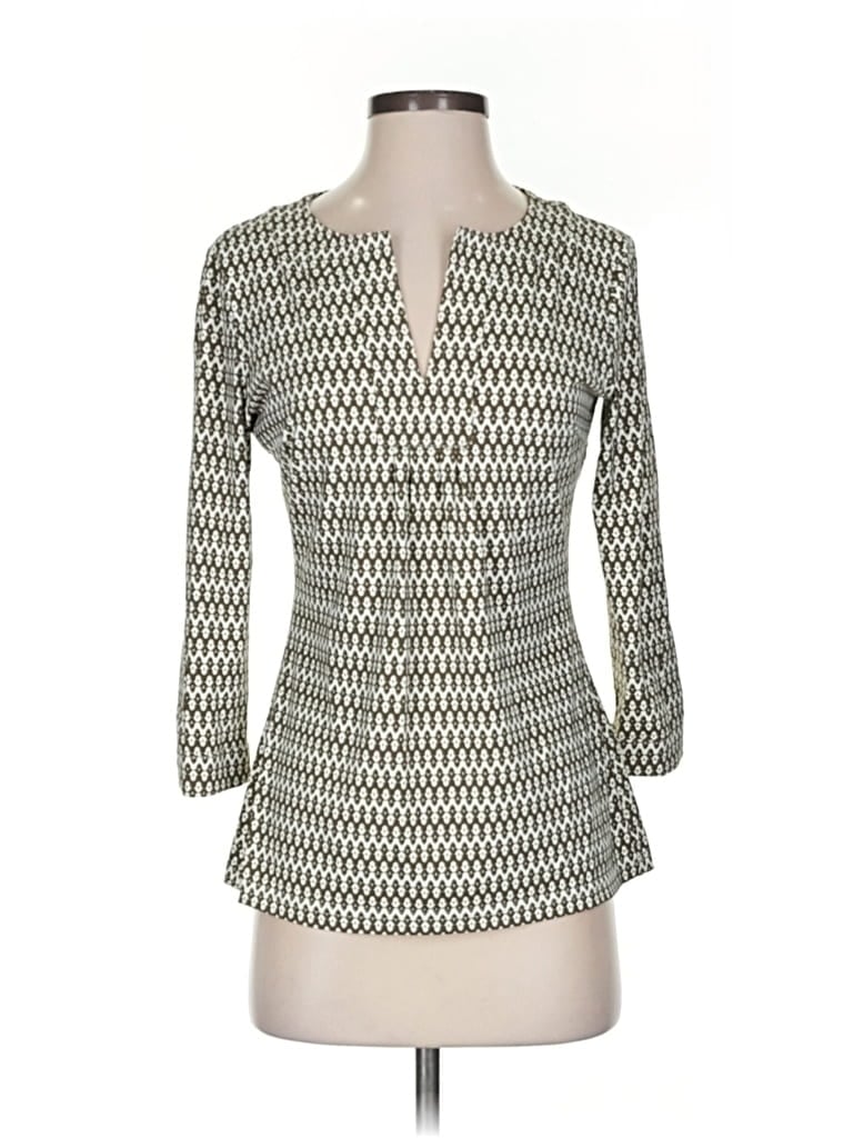 Pre-owned Ellie Kai 3/4 Sleeve Top Green Keyhole Neckline Tops