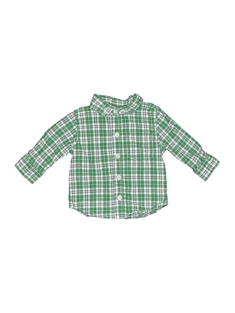 Pre-owned Crazy 8 Babies' Long Sleeve Button Down Shirt In Green