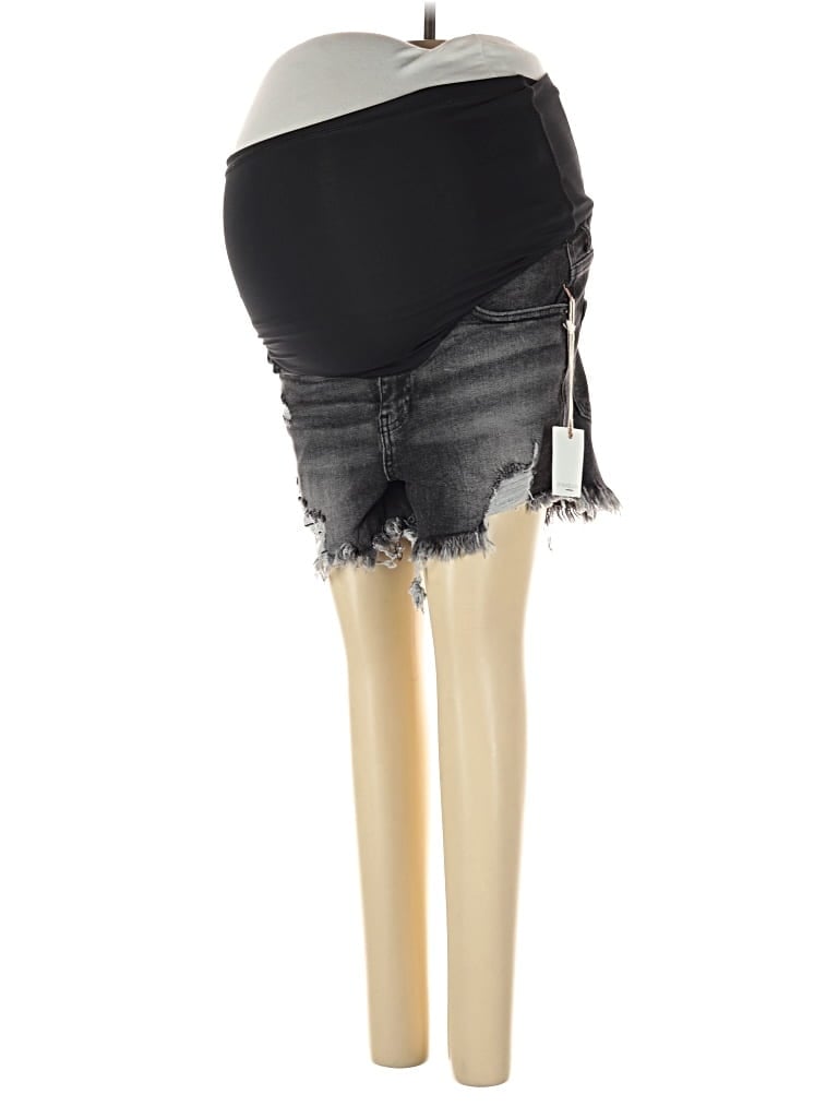 Pink Blush Denim Shorts In Black