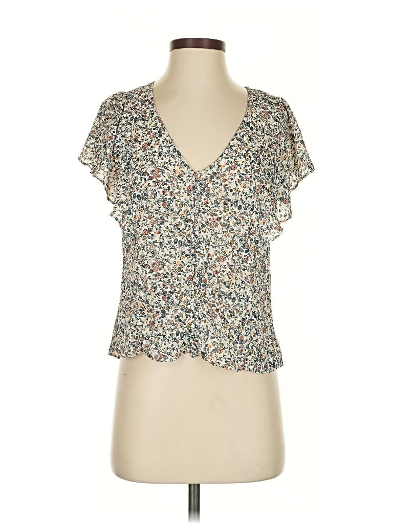 Pre-owned Madewell Short Sleeve Blouse In White
