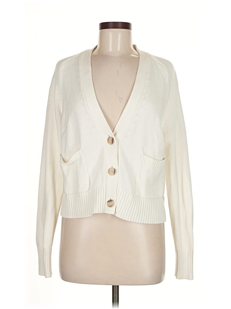 Pre-owned Banana Republic Cardigan Sweater In White