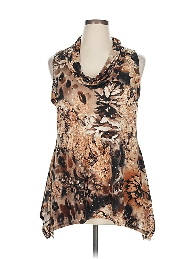 Pre-owned Brittany Black Sleeveless Blouse In Brown