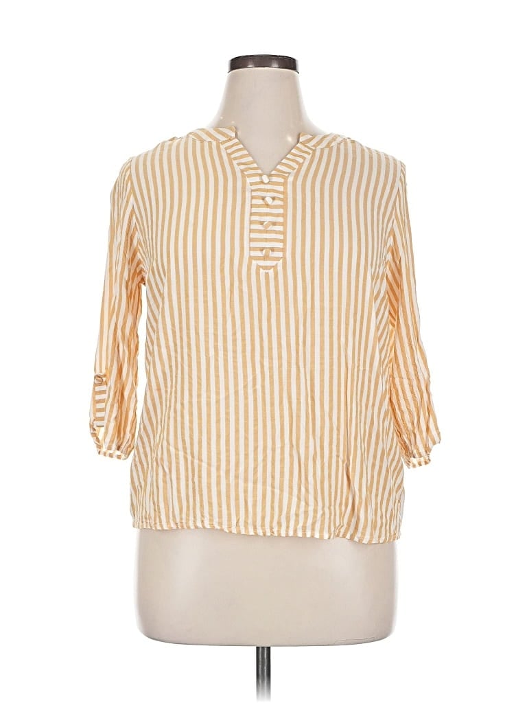 Pre-owned Naif 3/4 Sleeve Button Down Shirt In Yellow